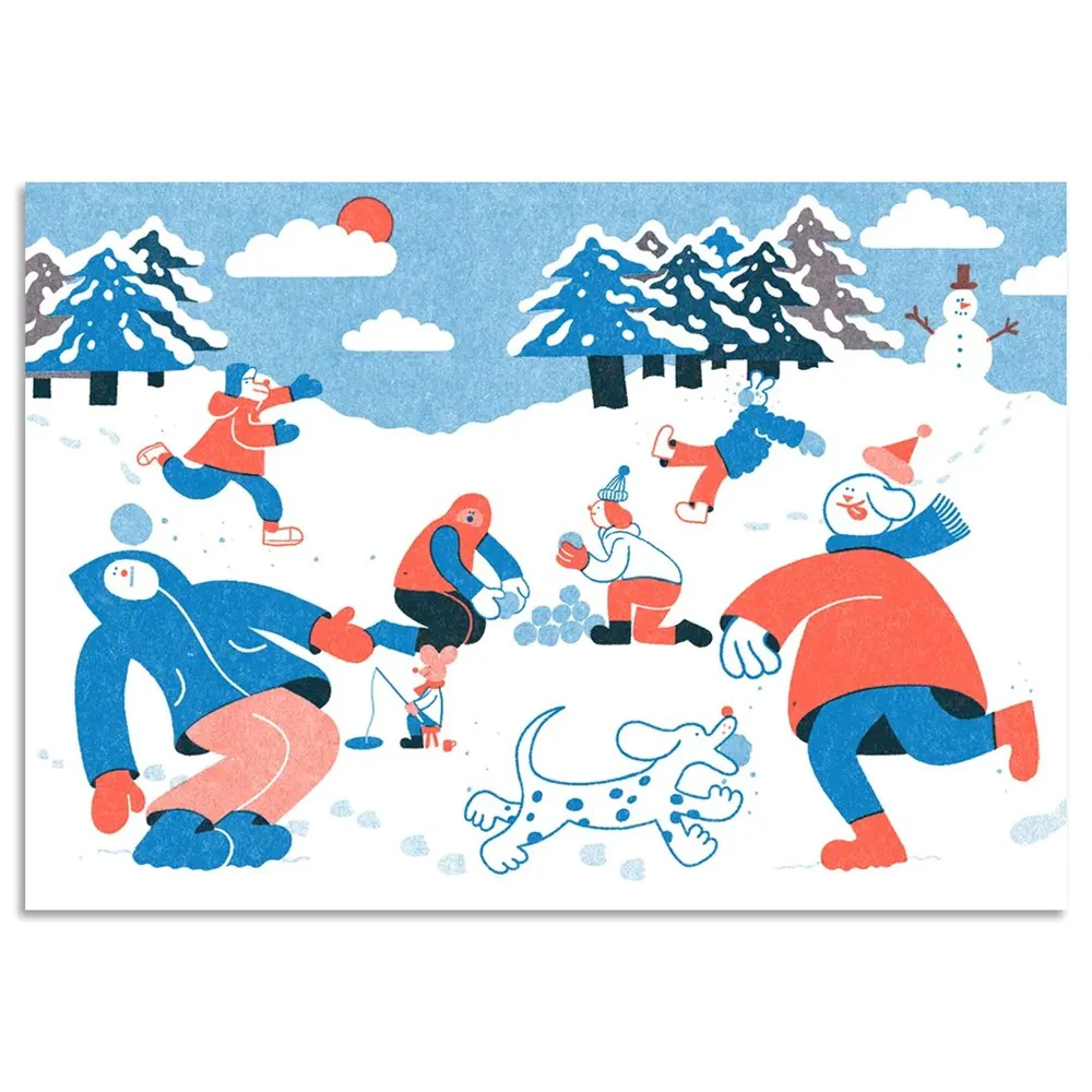 Snowball Fight Christmas Card