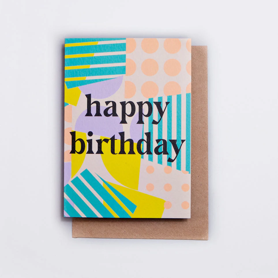 Spots and Stripes Happy Birthday Card