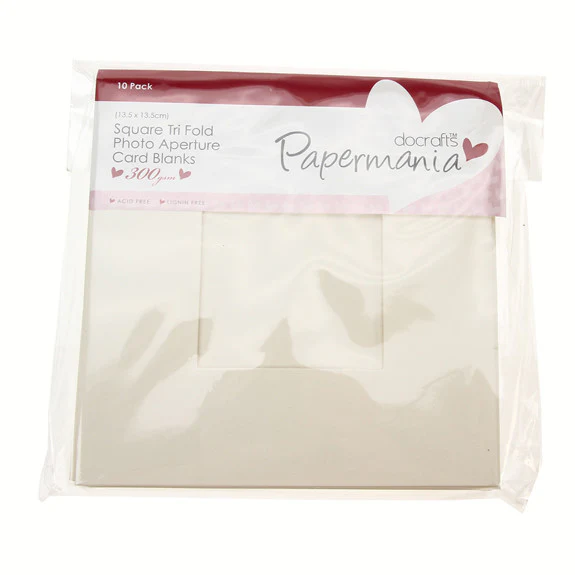 Square Tri Fold Photo Aperture Card Blanks 300gsm 10Pk - Cream - Image 3