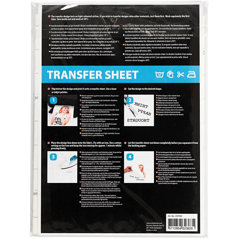 Transfer Sheet: 21.5 x 28cm Light Fabrics 3pc - Image 3