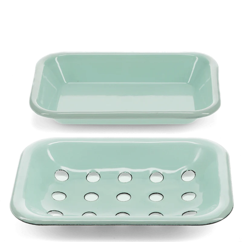 Two-part enamel soap dish - Green