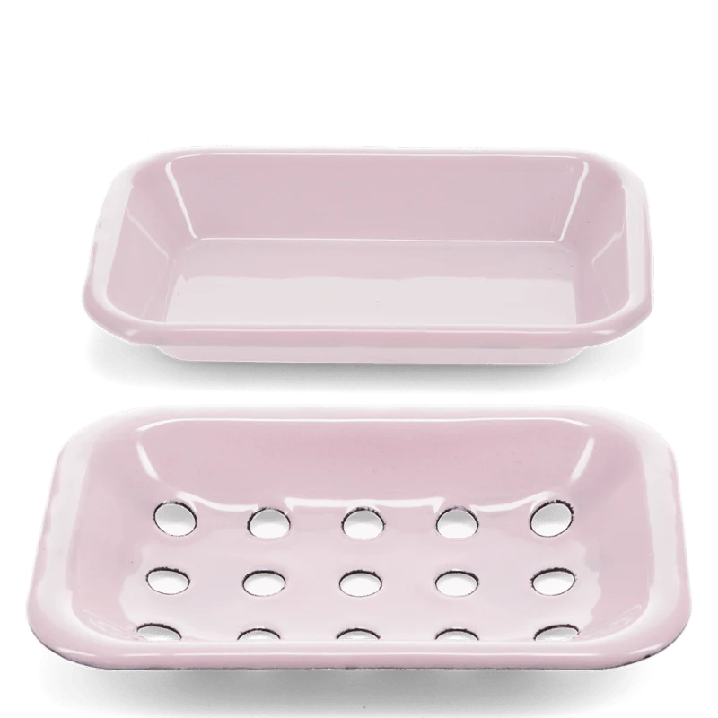 Two-part enamel soap dish - Pink