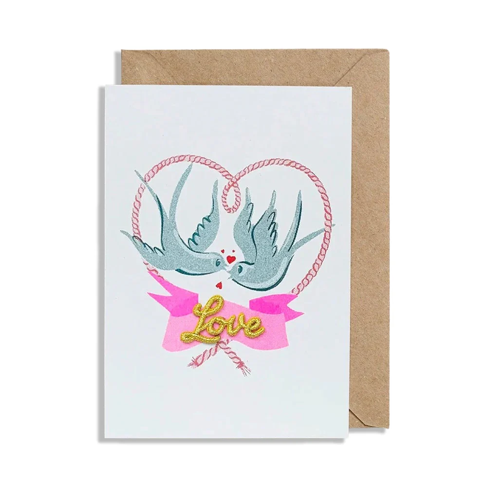 Valentines Card - Birds with Rope Heart