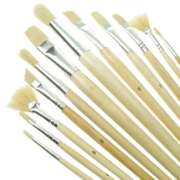 Value Brush Set White Bristle LH Assorted 12 Pack