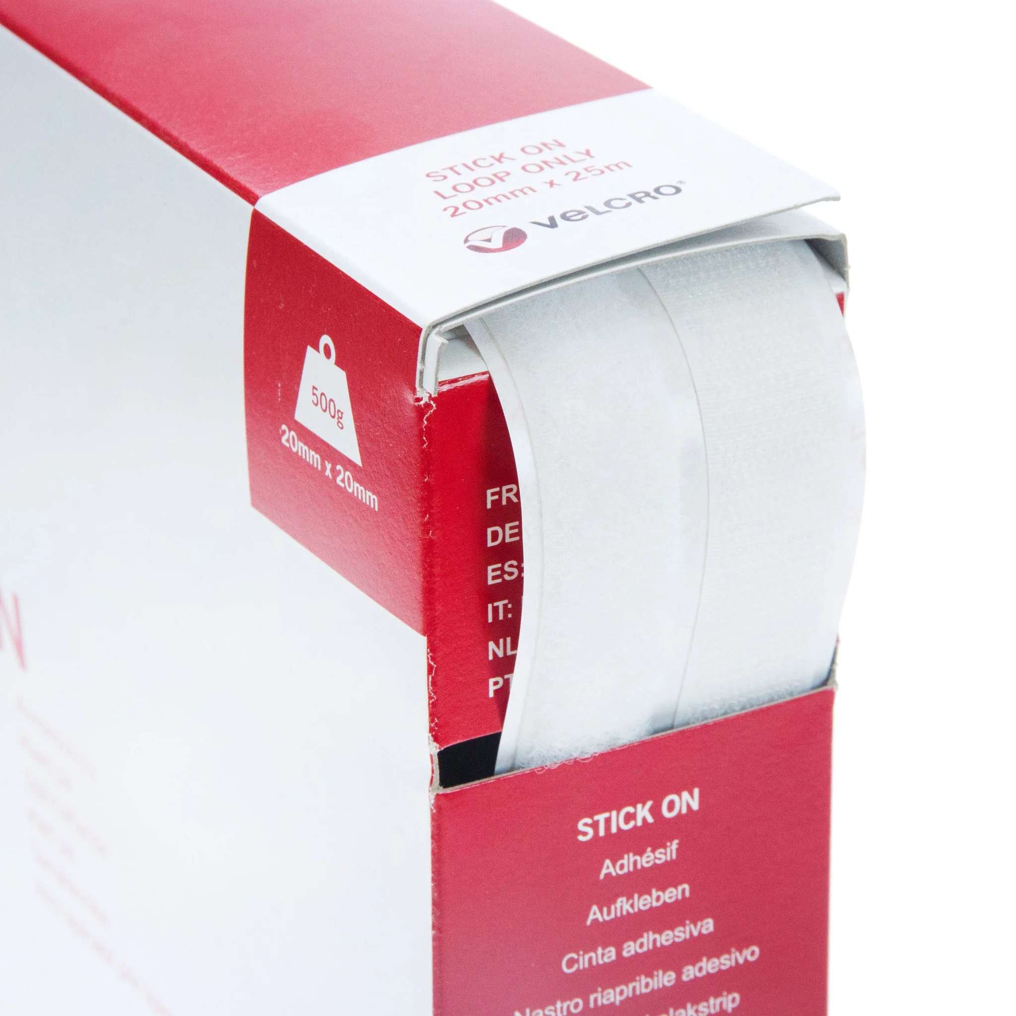 VELCRO® Brand Stick On Tape Hook & Loop 20mm x 25m White - Image 2