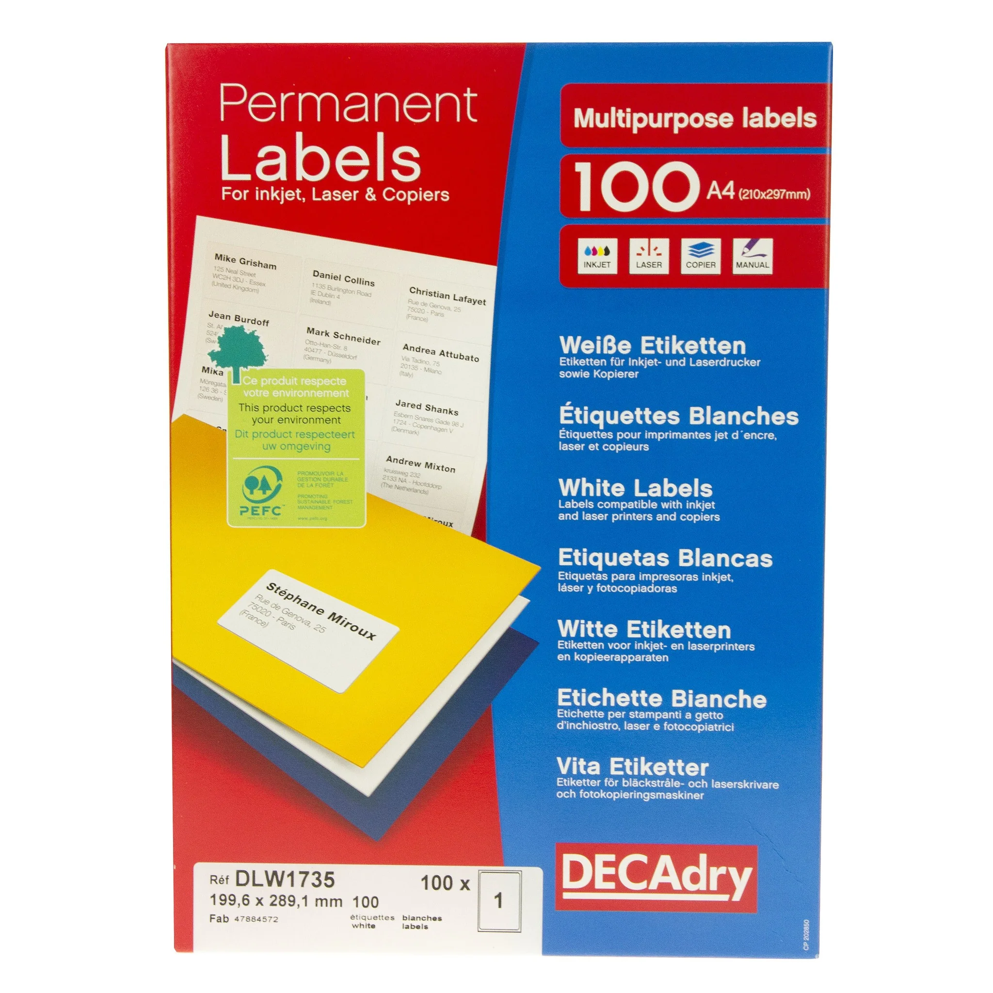 White Labels 199.6mm x 289.1mm 100pk