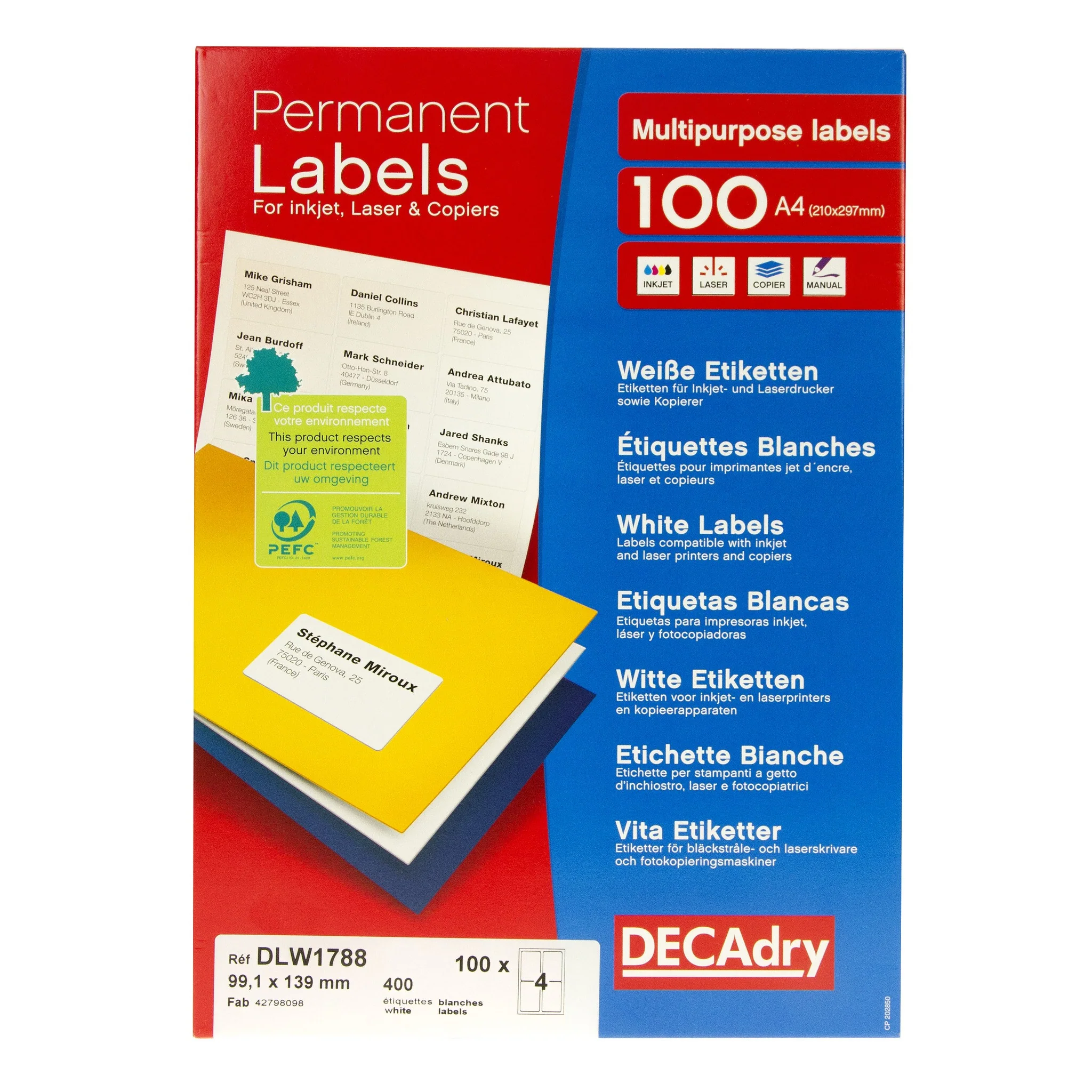 White Labels 99.1mm x 139.4mm 400pk