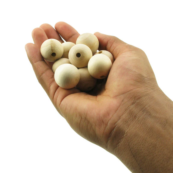 Wood Ball 25mm/5mm Hole 10 Pk