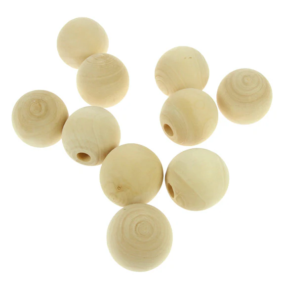 Wood Ball 38mm/9mm Hole 10 Pk