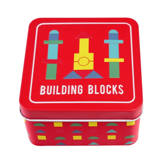 Wooden Building Blocks In A Tin - Image 2