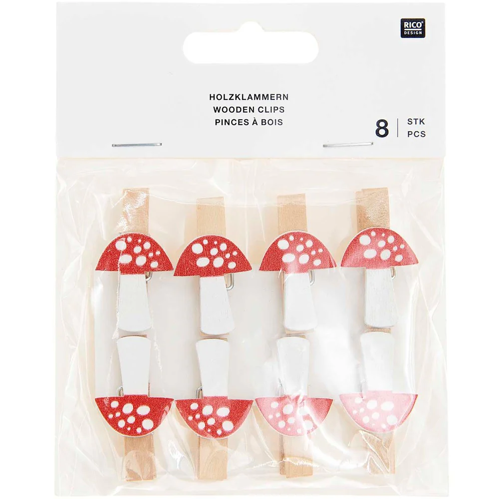 Rico Wooden Clips Toadstool - Image 2
