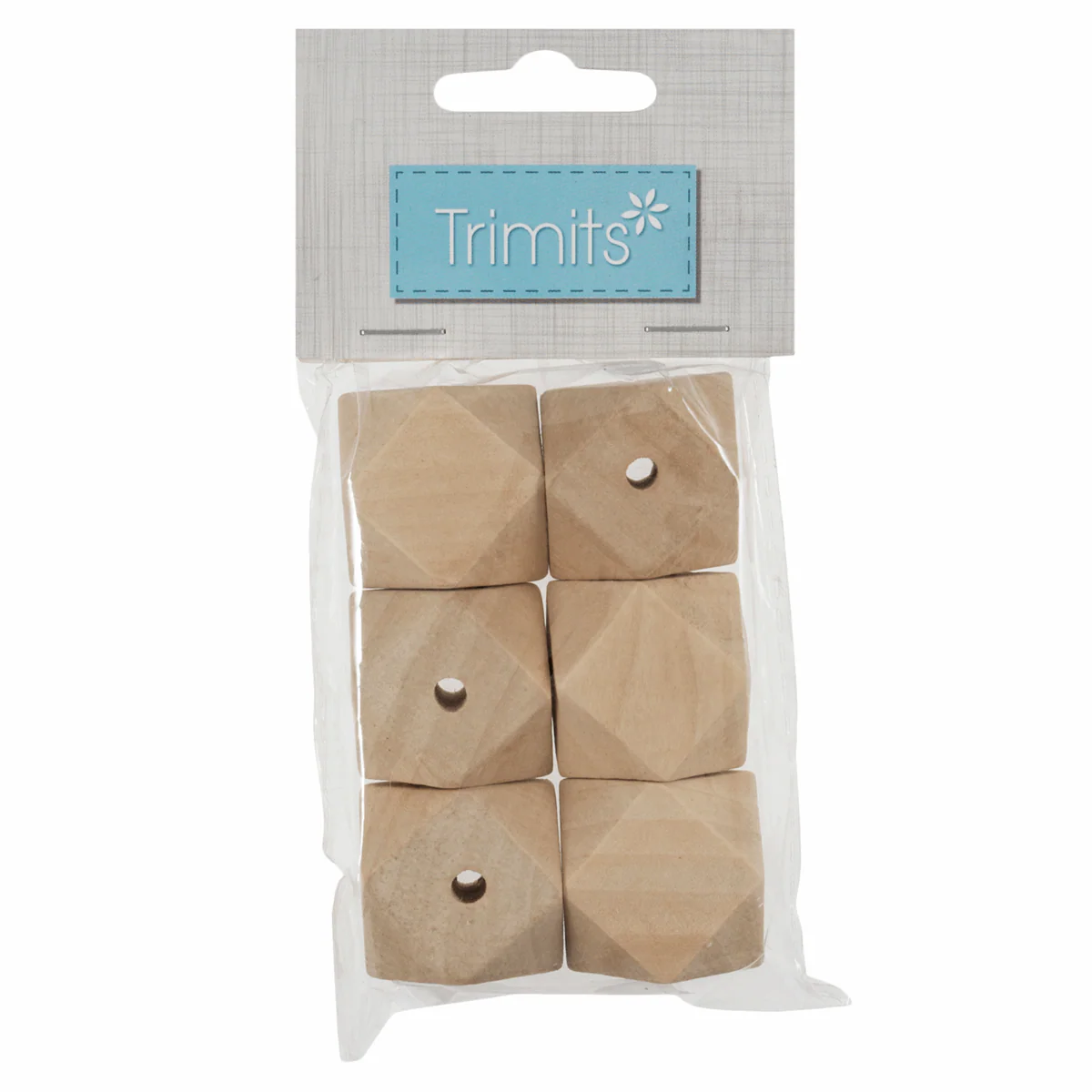 Wooden Craft Beads Geo Cut 30mm