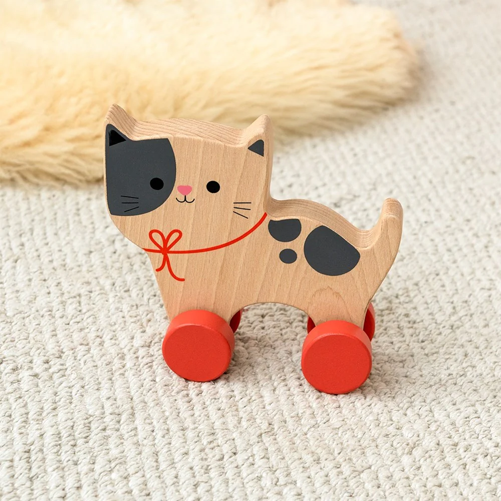 Wooden push along toy - Cat - Image 2