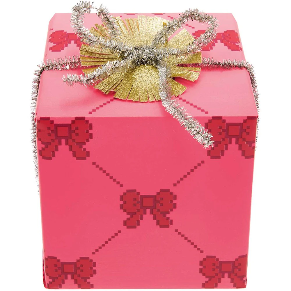 Paper Poetry Wrapping Paper Pixel Bows Neon Pink - Image 2