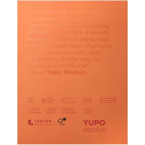 Yupo Medium Pad 10sheets 9 x 12 Inch WHITE